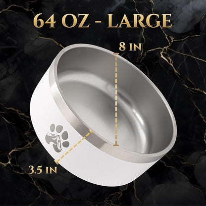 Stainless Steel Dog Bowl for Small-Large Dogs | Double Wall Insulated, Non-Slip Base Heavy Duty Water and Food Bowls for Dogs & Cats | Pet Safe BPA Free & Dishwasher Safe | 64 Oz - Khaki