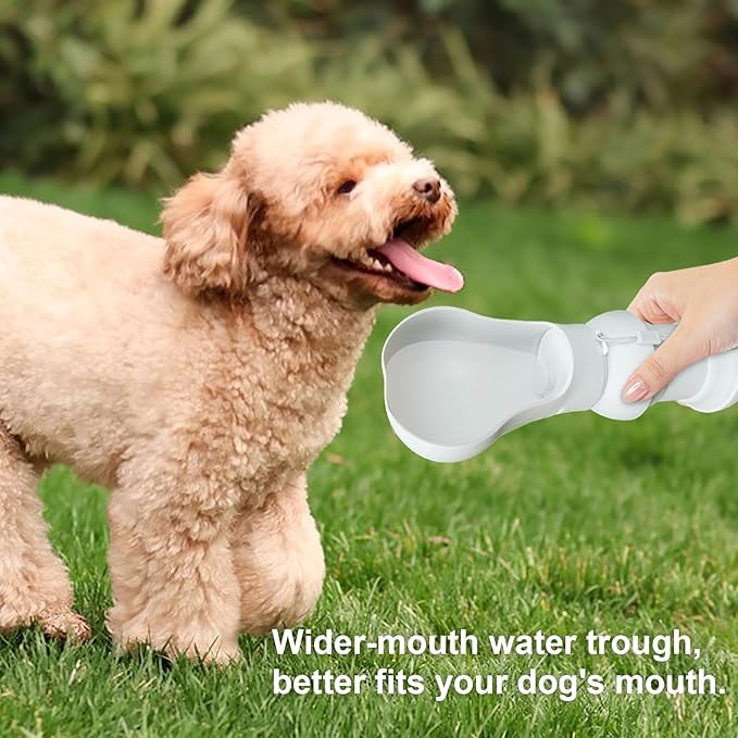 Dog Water Bottle,Portable Water Bowl for Dog,Collapsible Food Grade Silicone,Travel Pet Water Bottle for Outdoor Walking, Hiking, Camping,Gray