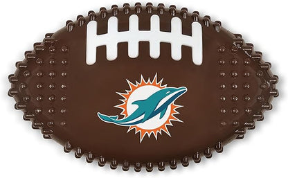 NFL Miami Dolphins Mega- Chew Hard Nylon Bacon-Flavored Dog Bone Football Chew Toy Interactive Tasty Fun Dog Chewy Toys Indestructible Strong Durable Tough Pet Biting Playtoy for Aggressive Chewers