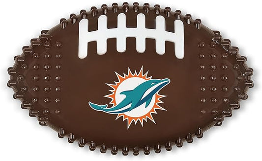 NFL Miami Dolphins Mega- Chew Hard Nylon Bacon-Flavored Dog Bone Football Chew Toy Interactive Tasty Fun Dog Chewy Toys Indestructible Strong Durable Tough Pet Biting Playtoy for Aggressive Chewers
