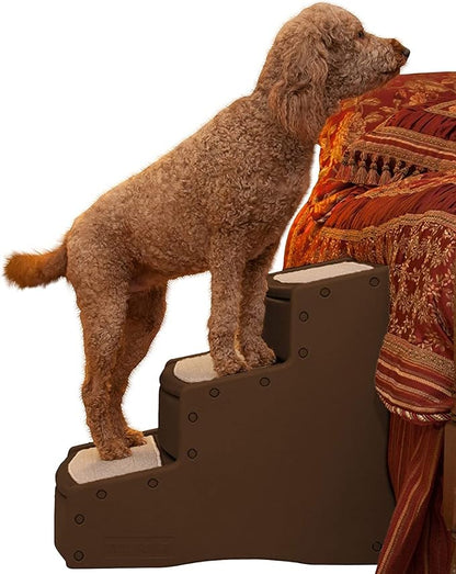 Pet Gear Easy Step III Extra Wide Pet Stairs, 3 Step for Dogs/Cats up to 200 pounds, Removable/Washable Carpet, Easy Assembly (No Tools Required), New Chocolate