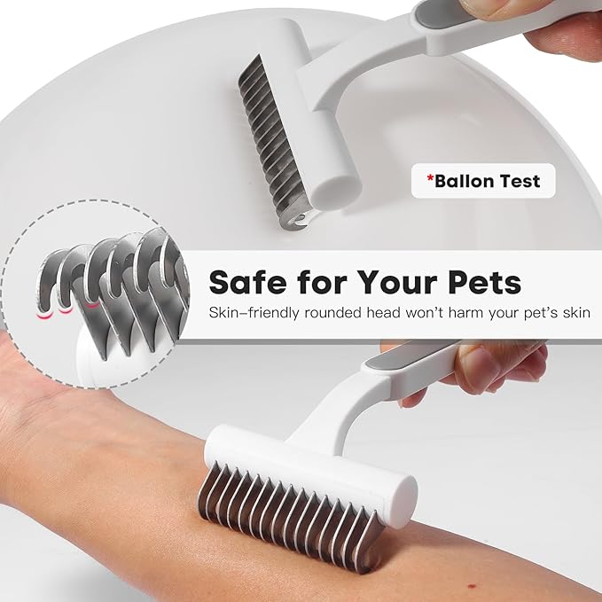 Undercoat Rake for Cats & Small/Medium Dogs - Deshedding Brush Dematting Comb for Pets Remove Loose Hair & Matted Fur, Deshedding Grooming Tool for Kitten, Puppy, and Horses(Grey)