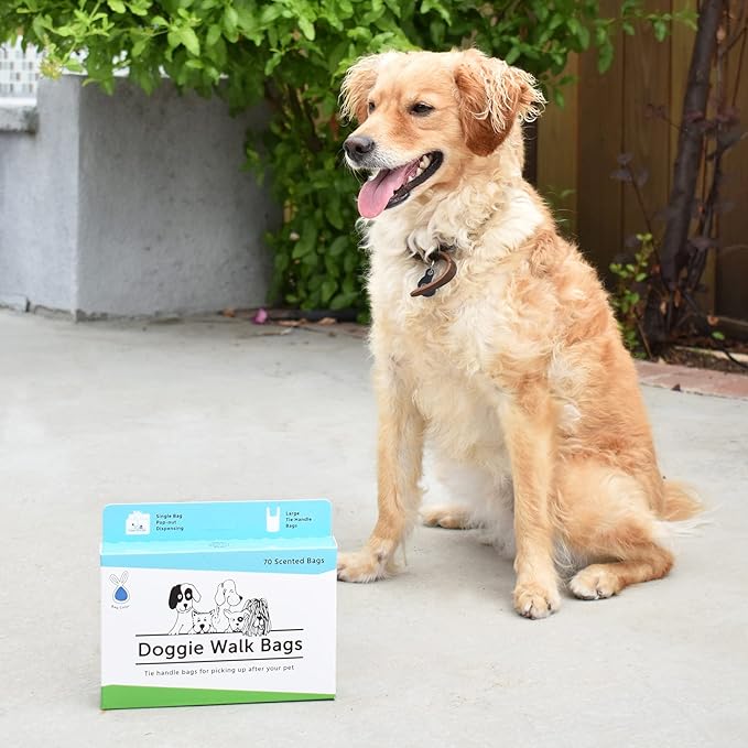 Easy-Tie Handle Dog Poop Bag, Extra Large Strong Doggy Waste Bags, Scented Easy Dispensing and Leak Proof Poo Bags