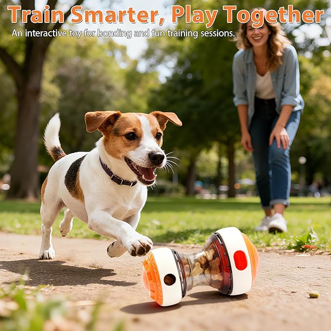 Dog Puzzle Toy - Adjustable Treat Dispensing Ball Food Dispenser Slow Feeder, Puppy Enrichment Training Toy, Pet Interactive Chase Toy for Small Medium Dogs to Keep Them Busy and Relieve Boredom