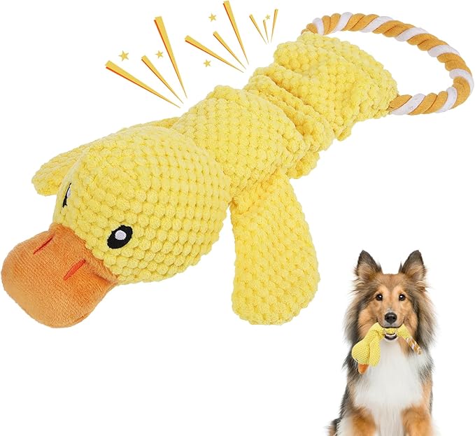 KOOLTAIL Duck Dog Toys, Tough Plush Dog Chew & Squeaky Toys with Crinkle Paper, Interactive Training & Tug of War Puppy Teething Toy for Indoor Outdoor Play, Soft Pet Toy for Small Medium Large Dogs