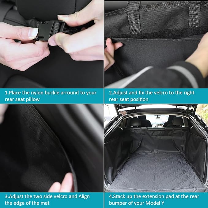 Model Y Rear Trunk Cargo Liner Pet Mat Dogs Rear Seat Cover Protector All-Weather Waterproof Compatible with Tesla Model Y Accessories 2019-2025