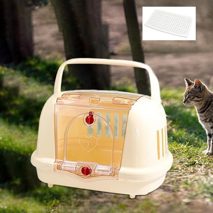 Dog Kennel Pet Carrier Lightweight Hard Sided for Dog Cat Kitten Camping, Beige