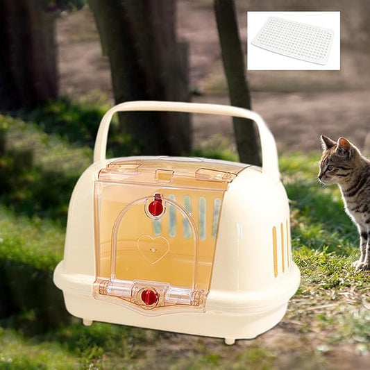 Dog Kennel Pet Carrier Lightweight Hard Sided for Dog Cat Kitten Camping, Beige