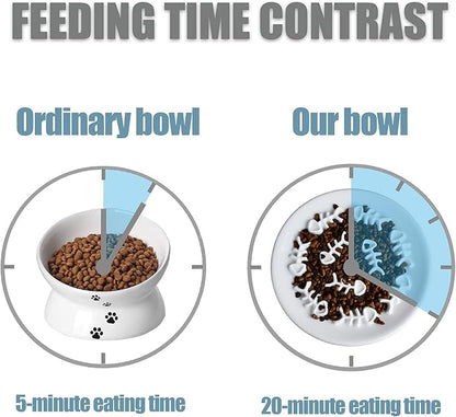 Lorde Slow Feeder Cat Bowls, Ceramic Fun Slow Feed Interactive Bloat Stop Puzzle Cat Bowl Healthy Eating Diet Pet Dog Slow Feeding Bowls… (Fish Bone)