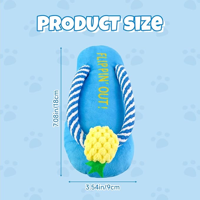Andiker Dog Squeaky Toy, Plush Dog Chew Toys with a Squeaker, Slipper Shaped Interactive Dogs Toys for Small Medium Dogs Playing Chewing Teething Training (Blue)