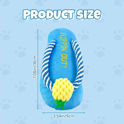 Andiker Dog Squeaky Toy, Plush Dog Chew Toys with a Squeaker, Slipper Shaped Interactive Dogs Toys for Small Medium Dogs Playing Chewing Teething Training (Blue)