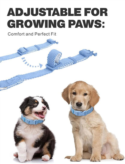 Dynmeow Soft and Breathable Cotton Dog Collar, Durable Adjustable Heavy-Duty Boy Pet Collar with Quick-Release Buckle, Lightweight for Sensitive Skin for Medium and Large Dogs, Light-Blue, M