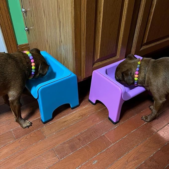 Fluff Trough Elevated Slow Feeder Dog Bowls | Puzzle Cat Bowl with Non-Toxic Silicone Minimizes Neck Strain | No Spill Slow Feeder Bowl Insert Set Ideal for Flat Face Pets