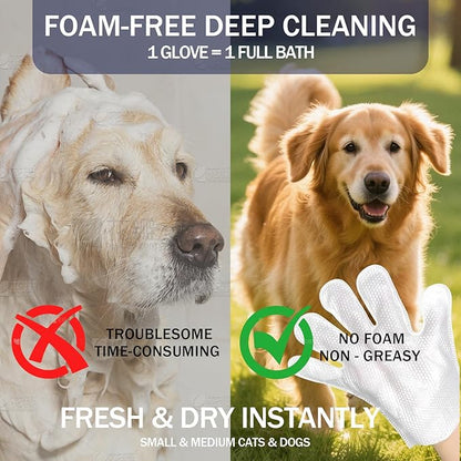 Pet Wipes Dog Wipes Disposable Grooming Mitts Dog Paw Cleaner Cat Wipes Waterless Bath Glove pH Balanced Lick Safe with Coconut Oil for Dogs and Shea Butter for Sensitive Skin 20 Count