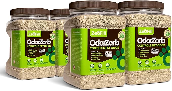 ZeoFill Dog Urine Odor Eliminator for Yards & Artificial Turf – Absorbs & Neutralizes Pet Smells on Grass, Lawns, & Dog Runs | Natural Outdoor Deodorizer Granules | 4 lb
