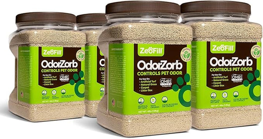 ZeoFill Dog Urine Odor Eliminator for Yards & Artificial Turf – Absorbs & Neutralizes Pet Smells on Grass, Lawns, & Dog Runs | Natural Outdoor Deodorizer Granules | 4 lb