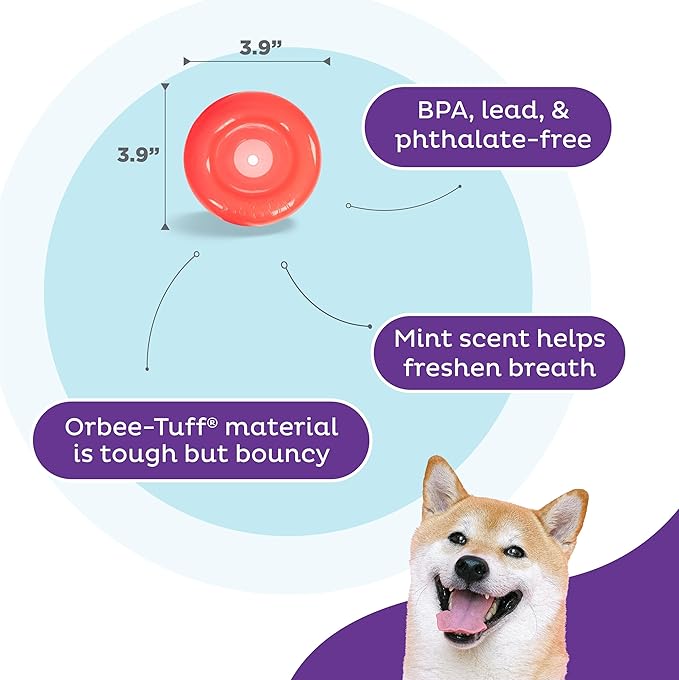 Outward Hound by Planet Dog Lil' Snoop Dog Toy – Treat‑Dispenser Puzzle Ball, Interactive Slow Feeder, Small to Medium Dogs, Bouncy & Mint-Infused, Red, 3.9"