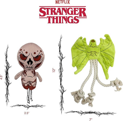 design LAB, Inc. Stranger Things Official Merchandise | Cool Dog Toys with Rope and Squeakers | Vecna & Demobat 2-Pack Set | Interactive Dog Toy Squeaks for Interactive Play