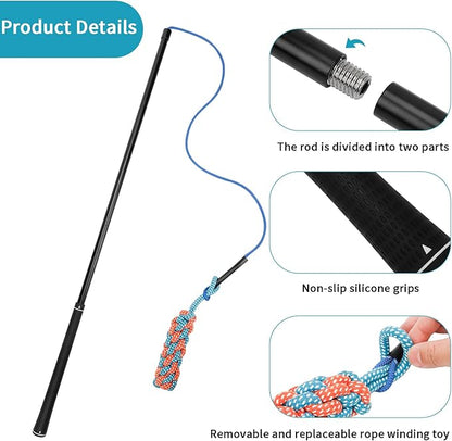 Flirt Pole Dogs Interactive Dog Toys for Large、Medium and Small Dogs for Chasing、Tug of War, Dog Chew Toys with Springs for Outdoor Exercise and Training
