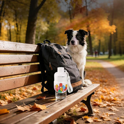 Dog Water Bottle, Leakproof Portable Water Bottle for Dogs, Dog Travel Water Bottles with Convenient Bottles Strap, Dog Travel Accessories for Walking, Hiking, Outdoor, Camping (17oz White)