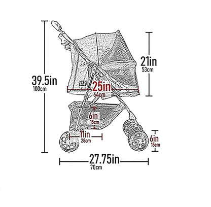 Pet Gear No-Zip Happy Trails Pet Stroller for Cats/Dogs, Zipperless Entry, Easy Fold with Removable Liner, Storage Basket + Cup Holder, Cotton Candy