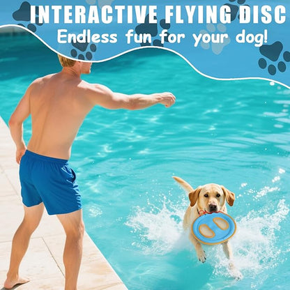 Dog Flying Disc Toy, 9.25" Pet Water Floating Flyer with Soft Edges Gentle on Teeth Lightweight Outdoor Canvas Fetch Toy for Aggressive Chewers Medium to Large Dogs