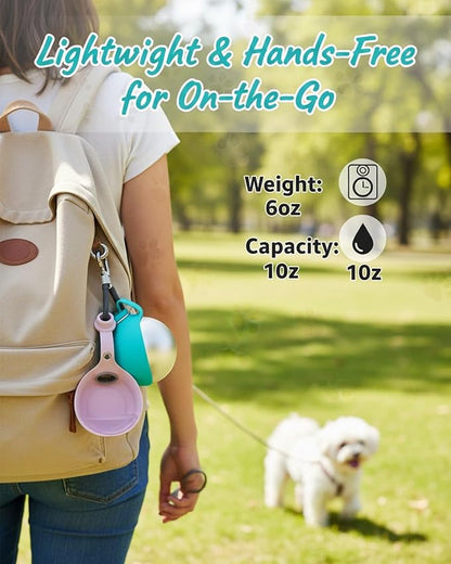 2 in 1 Portable Dog Water Bottle, Water Bottle for Dogs on Walks with Built-in Bowl – Portable Travel Dispenser, Leak Proof Stainless Steel Pet Water-Bottles for Travel Walking Hiking(Pink)