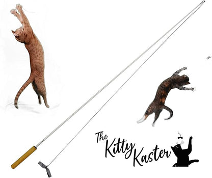 Kitty Kaster Premium Cat Toy Exerciser Fishing Pole 39 inch Safe for Cats Cat Wand Kitty Tease Casting Toy