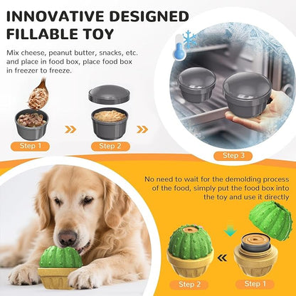 Interactive Dog Toys to Keep Them Busy, Frozen Treat Dog Enrichment Ball Toy for Aggressive Chewers, Puzzle Feeder Toy, Easy-to-Clean, Low-Mess Design for Medium & Large Dogs