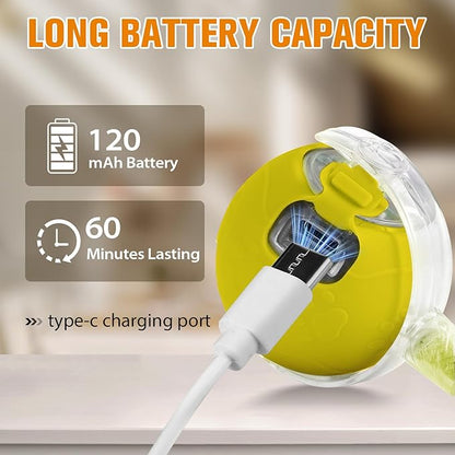 Interactive Cat Toys for Indoor,Automatic Moving Electric Rolling Pet Ball,Smart Teasing Toy for Kitty,3 Modes and USB Rechargeable,Tail 2.0 Cat Feather Toy Yellow