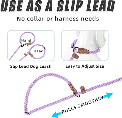Mile High Life Hands Free Dog Leash, Crossbody Waist Leash with Genuine Leather Connection, Multifunctional Adjustable Slip Lead for Dog Walking Running (Purple, MF)
