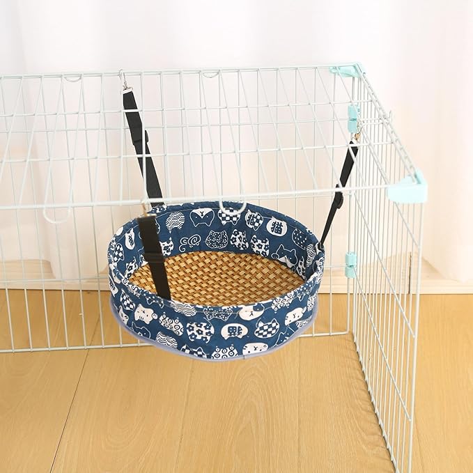 Cat Hammock Cat Hanging Bed for Cage, Adjustable Straps, for Kennel Chair with Metal Frame, for All Seasons (Yellow, S)
