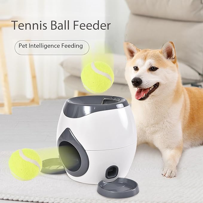 Interactive Dog Fetch Toy with Tennis Ball Launcher, Automatic Treat Dispenser, Green and White (Green)