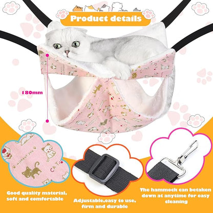 Cat Hammock for Cage Hanging Cat Bed with Adjustable Strap and Metal Hooks, for Winter and Summer Use - Small Animals Soft Sleeping Hammock Accessory