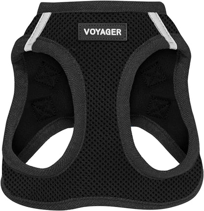 Best Pet Supplies - All Weather Mesh / Plush, Reflective, No Pull Harness for Small, Medium Dogs, Cats - Secure with Hook & Loop Fastener, Buckle, Double D-Rings - Black/Black Trim, XS