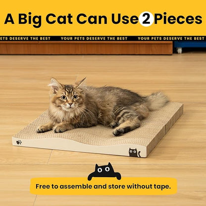 Cat Scratcher, Durable Scratch Pad, Corrugated Cardboard Scratching Board for Indoor Cats, Heavy Duty, Double-Sided Usability, Recyclable, with Catnip, 2 Pack