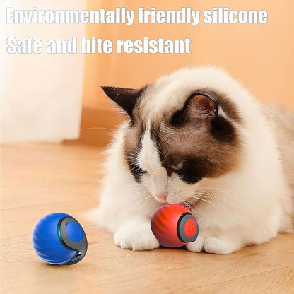 Interactive Cat Toys for Indoor Cats, 2Packs and 4 Tails Automatic Moving Cat Toys Ball,Cat Toy,Two Speed Tails Adjustment (Orange + Blue)