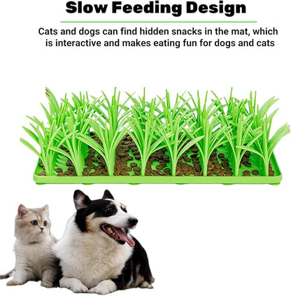 Lick Lawn for Cats, Silicone Snuffle Grass Mat for Cats, Slow Feeding Snuffle Mat for Cat and Dogs, for Foraging and Stress Relief