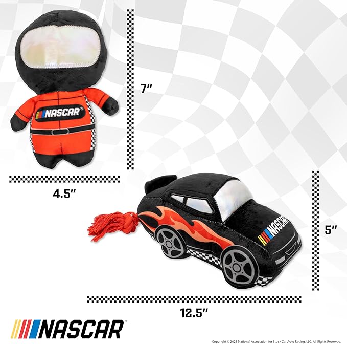 design LAB, Inc. NASCAR Official Merchandise | NASCAR Toy Racecar & Driver Character - Driver Essentials | Plush Toys for Dogs