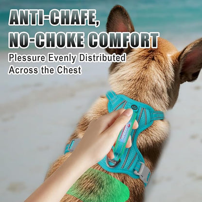 BARKBAY No Pull Dog Harness Large Reflective Dog Harness with Front Clip and Easy Control Handle for Walking Training Running with ID tag Pocket(Ocean Blue,XS)
