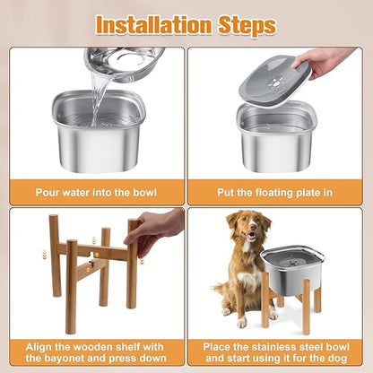 Decflow 3L Elevated Dog Water Bowl, Stainless Steel Raised Food Dispenser with Stand, Large Capacity No Spill Dog Water Bowl for Small, Medium and Large Dogs