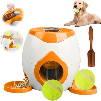 Dog Food Reward Machine, Automatic Dog Ball Launcher, Dog Tennis Ball Throwing Machine for Interactive Play & Training Small and Medium Dogs (Orange)