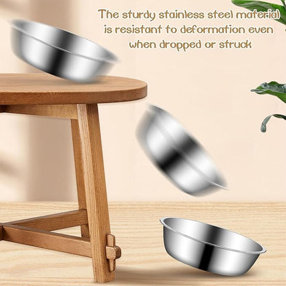 kathson 12 PCS Small Stainless Steel Dog Bowls, Replacement Metal Puppy Food Water Bowl Set Suit for Indoor Outdoor, Pet Feeding Dish for Small Animals Kitten, Dishwasher Safe (4.3 in)