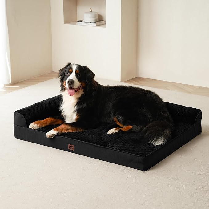 EHEYCIGA Orthopedic Dog Bed Medium Size Dogs, Memory Foam Dog Bed with Washable Removable Cover, Waterproof Pet Sofa Couch for Crate with Nonskid Bottom, 30x20x6, Black