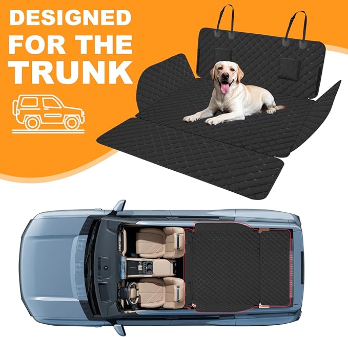 SUV Cargo Liner for Dogs, Waterproof Pet Cargo Cover Dog Seat Mat for SUVs Sedans Vans with Bumper Flap Protector, Non-Slip, Large Size Universal Fit