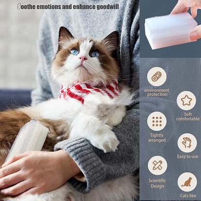 2PC Soft Cat Brush for Grooming - Gentle Cat Tongue Brush with1300+Barbed Serrations, Brushes for Sensitive Cats-Lightweight, gentle, Perfect for Daily Grooming&Enhancing Bonding (Orange)