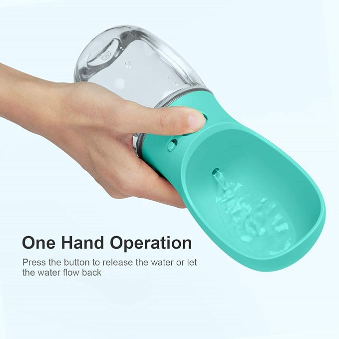 DEYACE Dog Water Bottle, Leak Proof Portable Pet Water Bottles for Dogs, Puppy Water Dispenser with Drinking Feeder for Travel (Teal 12oz)