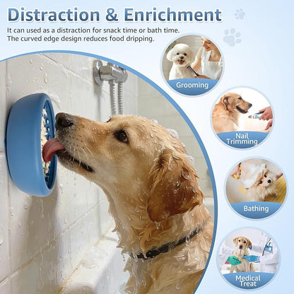 Dog Lick Bowl, ZOURYNUA Non-Slip Slow Feeder Dog Bowls, Enrichment Licking Mat for Distraction, Anxiety Relief Treat Dispenser Freezer, BPA Free Silicone & Dishwasher Safe (Dark Blue, Large)