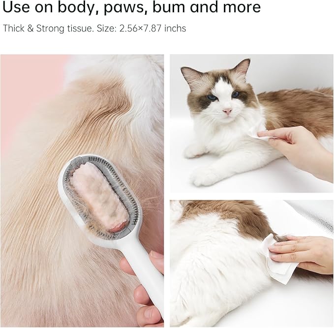 Petgravity Pet Cotton Tissue for Pet Cleaning Brush Cats Dogs Wipes for Pet Paw Eye Stains Ear Coat Extra Strong Soft Portable
