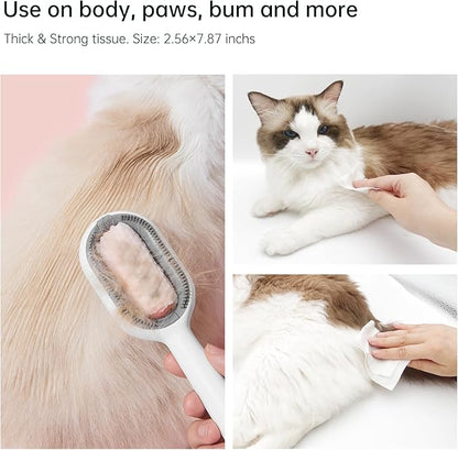 Petgravity Pet Cotton Tissue for Pet Cleaning Brush Cats Dogs Wipes for Pet Paw Eye Stains Ear Coat Extra Strong Soft Portable